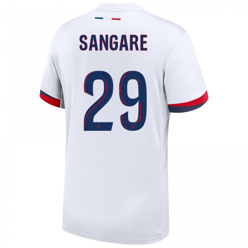 Donna Maglia Hawa Sangare #29 Bianco Blu Rosso Kit Gara Away 2024/25 Maglietta