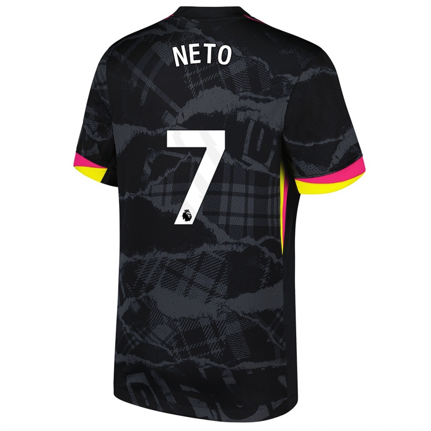 Donna Maglia Pedro Neto #7 Nero Rosa Kit Gara Third 2024/25 Maglietta