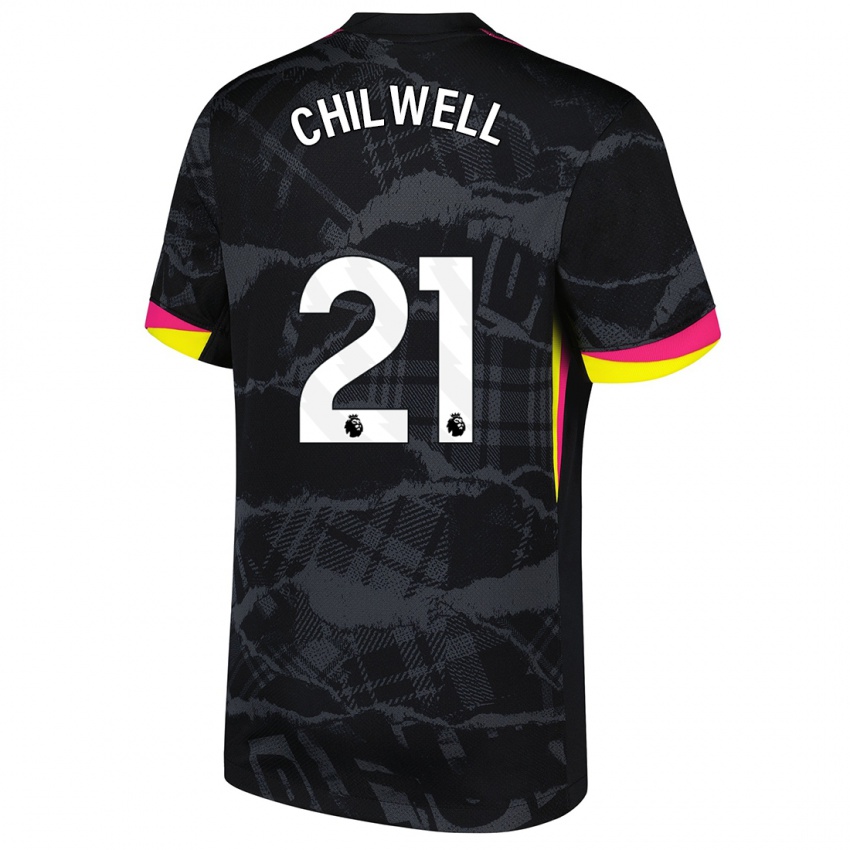 Donna Maglia Ben Chilwell #21 Nero Rosa Kit Gara Third 2024/25 Maglietta