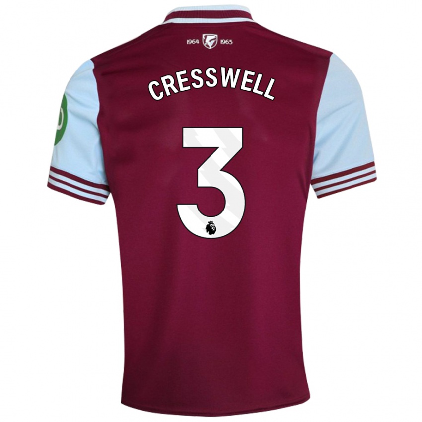 Bambino Maglia Aaron Cresswell #3 Rosso Scuro Kit Gara Home 2024/25 Maglietta