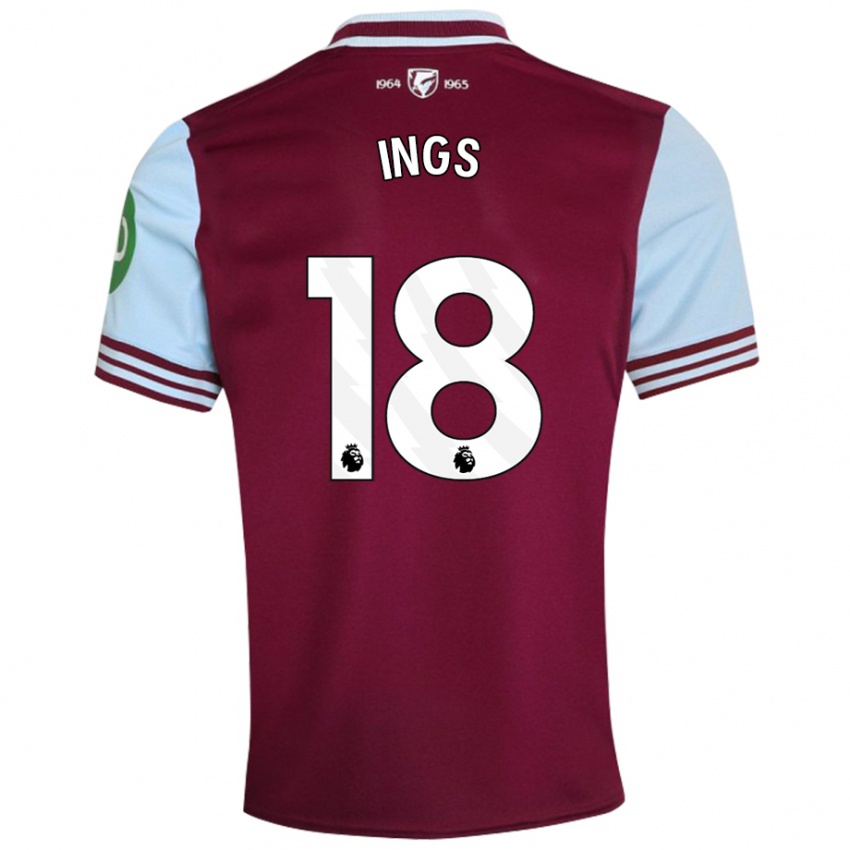 Bambino Maglia Danny Ings #18 Rosso Scuro Kit Gara Home 2024/25 Maglietta