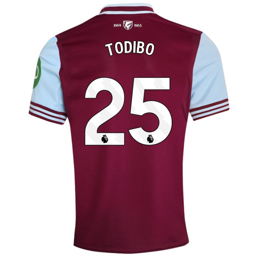 Bambino Maglia Jean-Clair Todibo #25 Rosso Scuro Kit Gara Home 2024/25 Maglietta