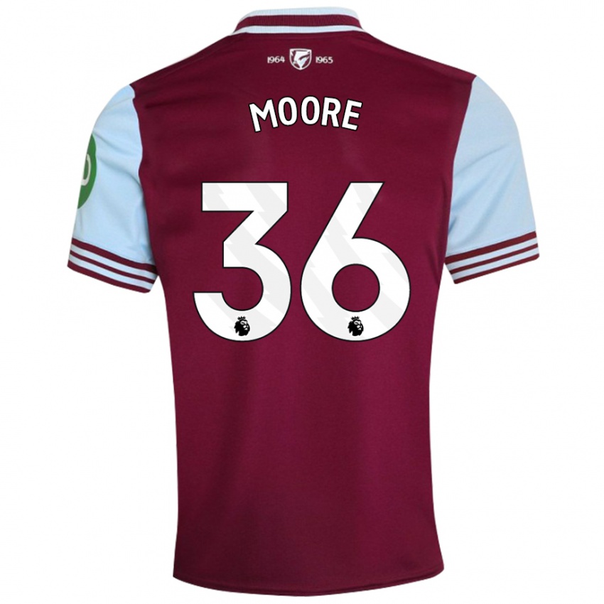 Bambino Maglia Sean Moore #36 Rosso Scuro Kit Gara Home 2024/25 Maglietta