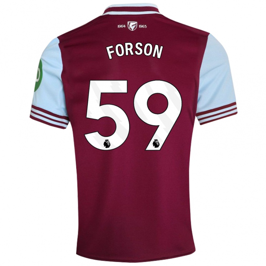 Bambino Maglia Keenan Forson #59 Rosso Scuro Kit Gara Home 2024/25 Maglietta