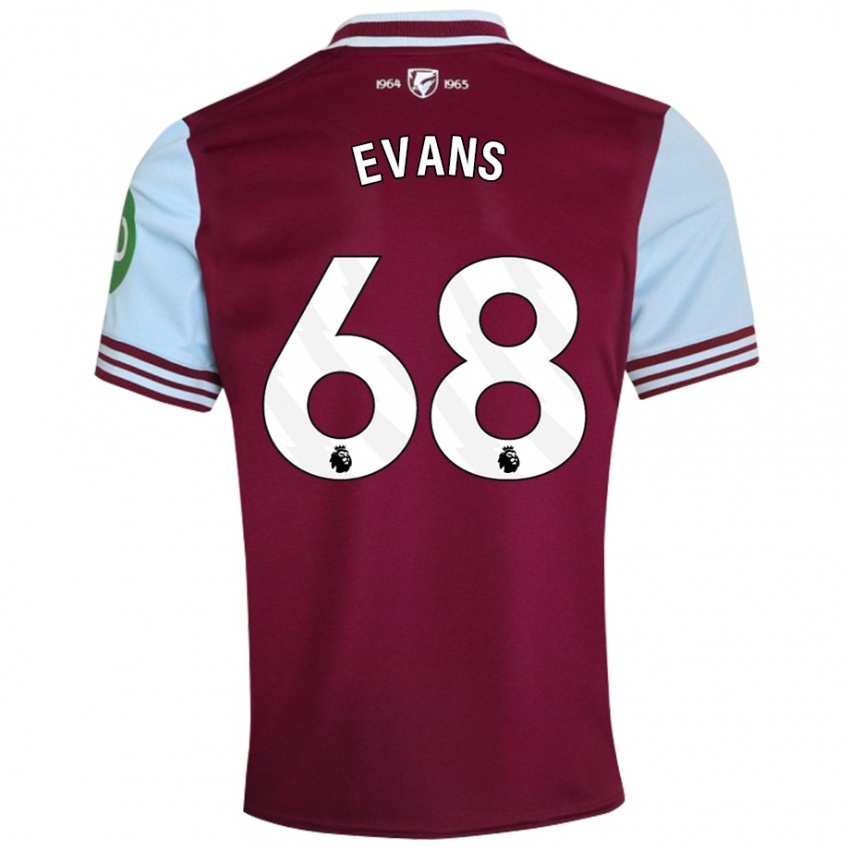 Bambino Maglia Isaac Evans #68 Rosso Scuro Kit Gara Home 2024/25 Maglietta