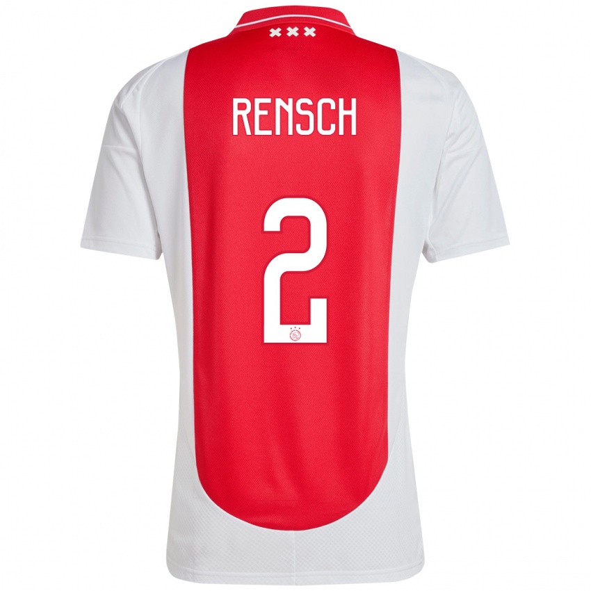 Bambino Maglia Devyne Rensch #2 Rosso Bianco Kit Gara Home 2024/25 Maglietta