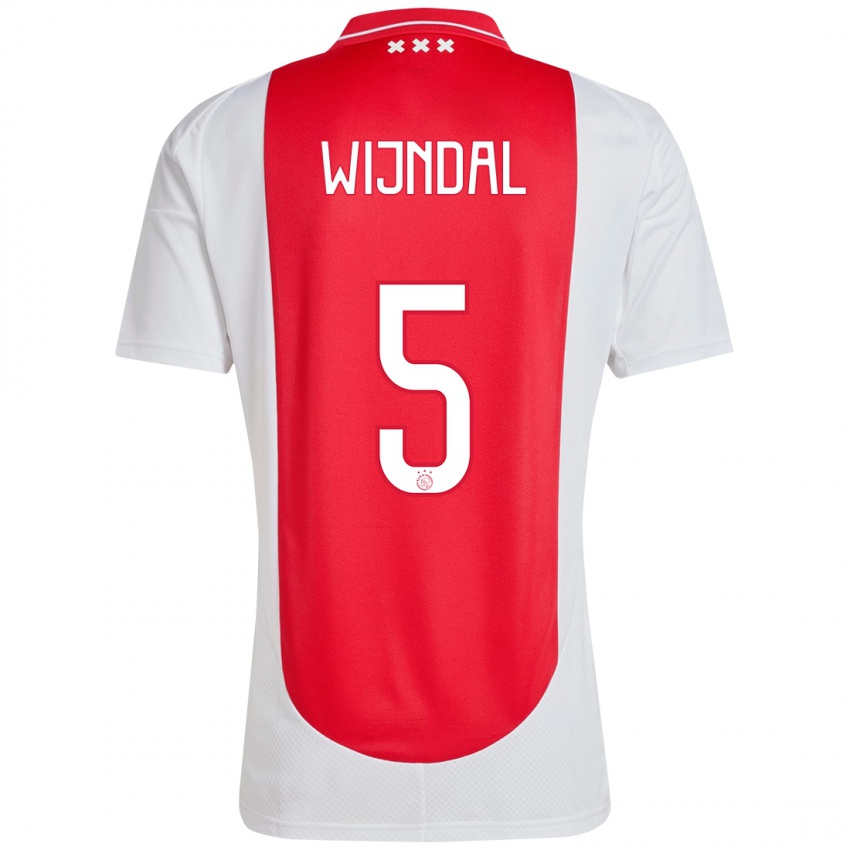 Bambino Maglia Owen Wijndal #5 Rosso Bianco Kit Gara Home 2024/25 Maglietta