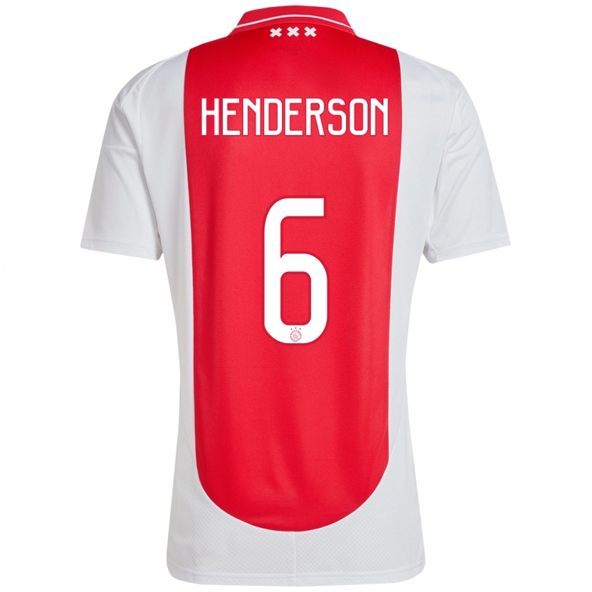 Bambino Maglia Jordan Henderson #6 Rosso Bianco Kit Gara Home 2024/25 Maglietta