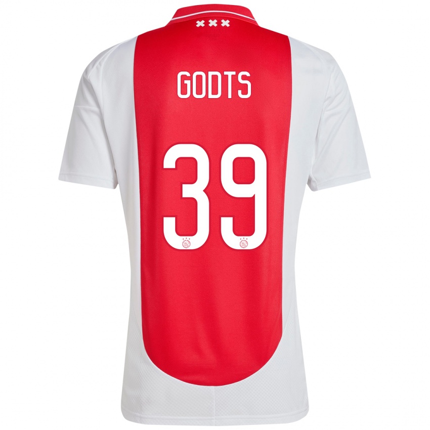 Bambino Maglia Mika Godts #39 Rosso Bianco Kit Gara Home 2024/25 Maglietta