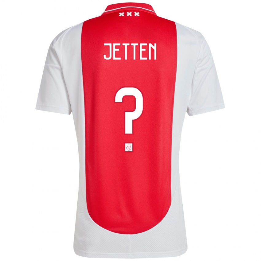 Bambino Maglia Lucas Jetten #0 Rosso Bianco Kit Gara Home 2024/25 Maglietta