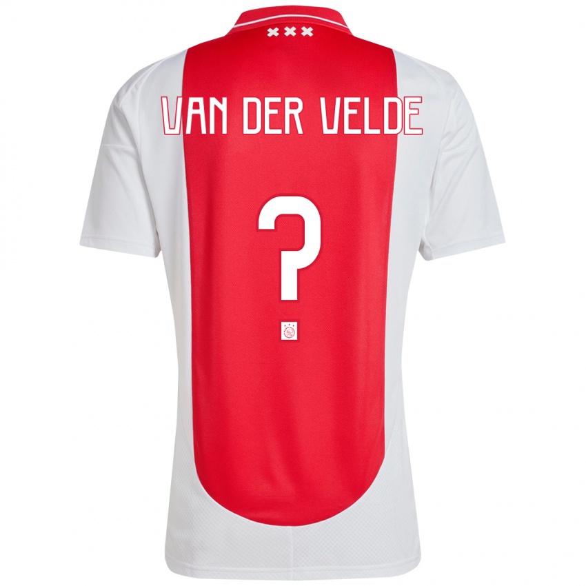 Bambino Maglia Valentijn Van Der Velde #0 Rosso Bianco Kit Gara Home 2024/25 Maglietta