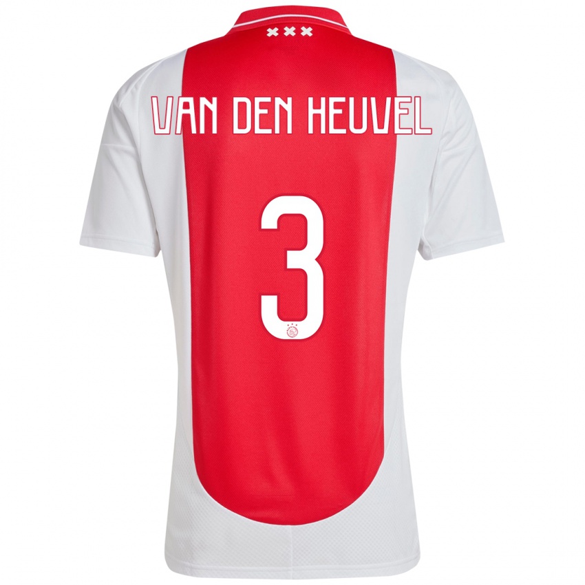 Bambino Maglia Nino Van Den Heuvel #3 Rosso Bianco Kit Gara Home 2024/25 Maglietta