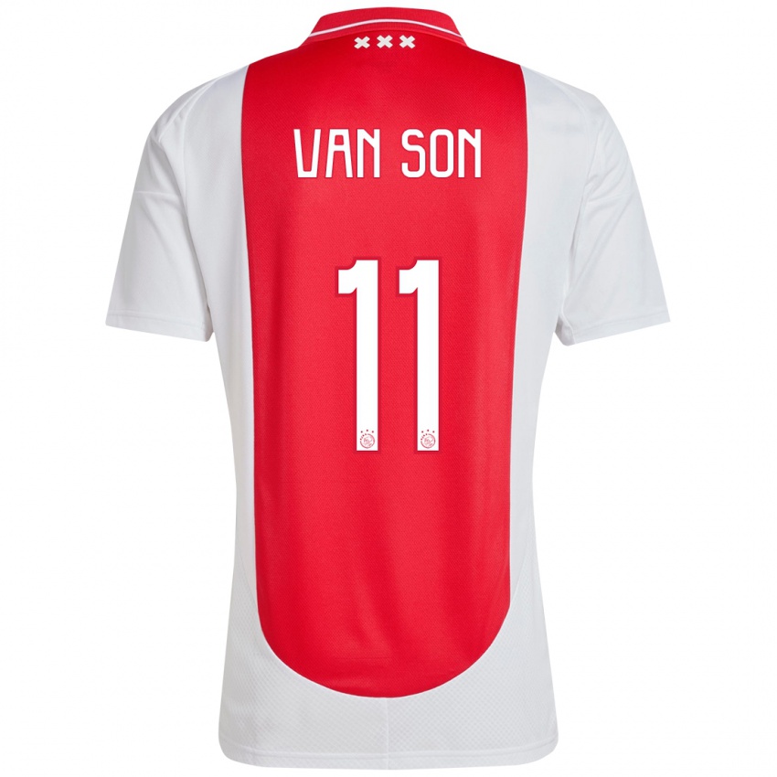 Bambino Maglia Daniël Van Son #11 Rosso Bianco Kit Gara Home 2024/25 Maglietta