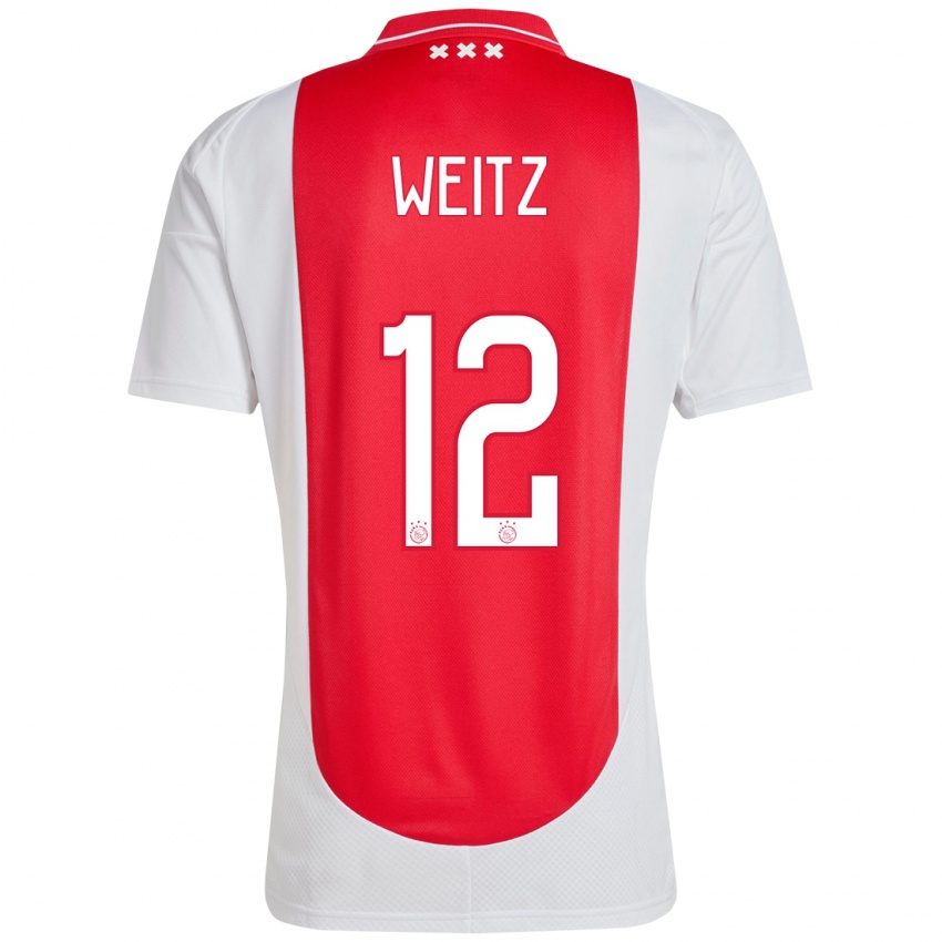 Bambino Maglia Axel Weitz #12 Rosso Bianco Kit Gara Home 2024/25 Maglietta