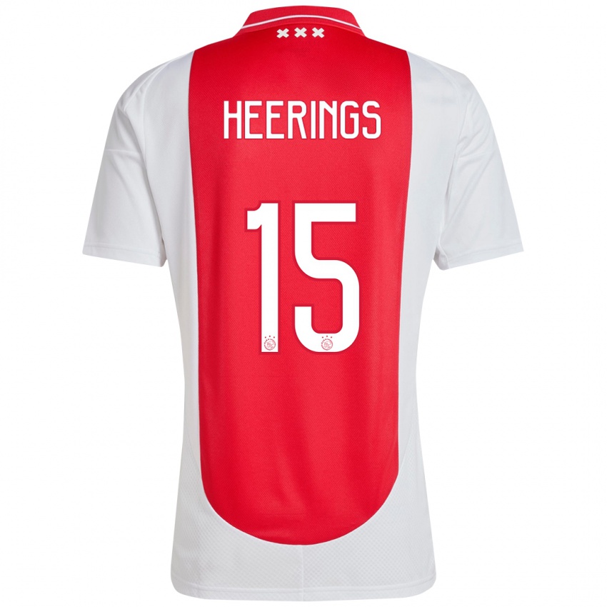 Bambino Maglia Kai Heerings #15 Rosso Bianco Kit Gara Home 2024/25 Maglietta