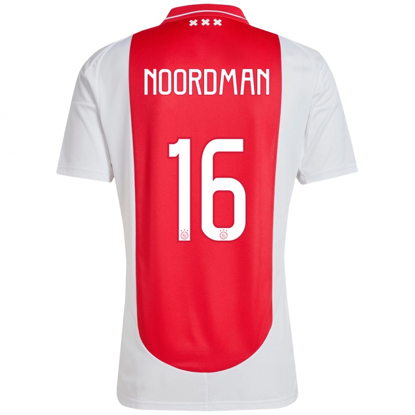 Bambino Maglia Danique Noordman #16 Rosso Bianco Kit Gara Home 2024/25 Maglietta