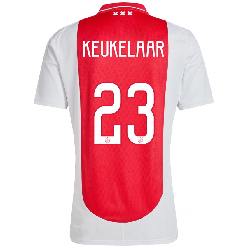 Bambino Maglia Lotte Keukelaar #23 Rosso Bianco Kit Gara Home 2024/25 Maglietta