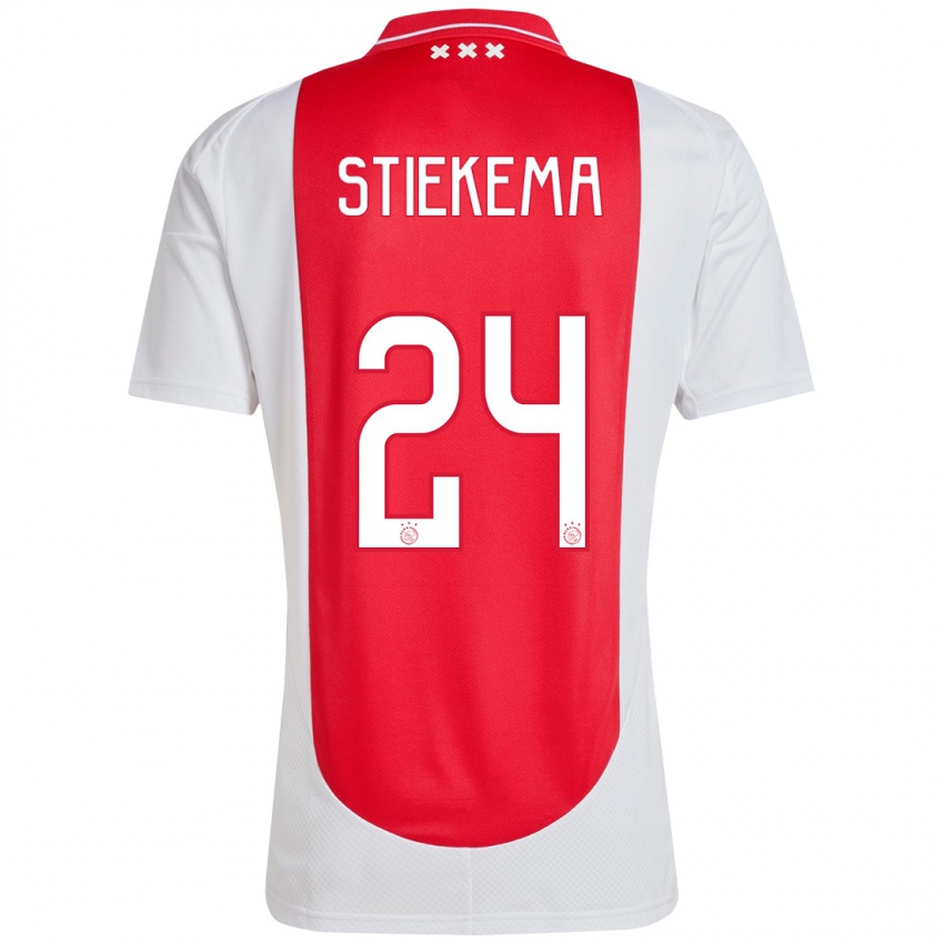 Bambino Maglia Iris Stiekema #24 Rosso Bianco Kit Gara Home 2024/25 Maglietta