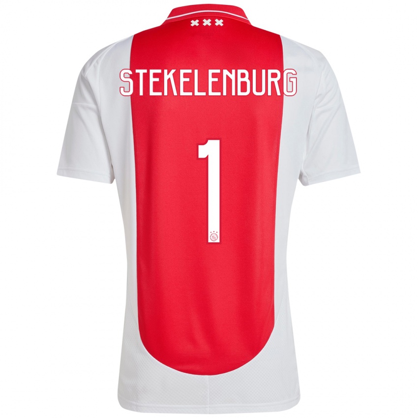 Bambino Maglia Maarten Stekelenburg #1 Rosso Bianco Kit Gara Home 2024/25 Maglietta