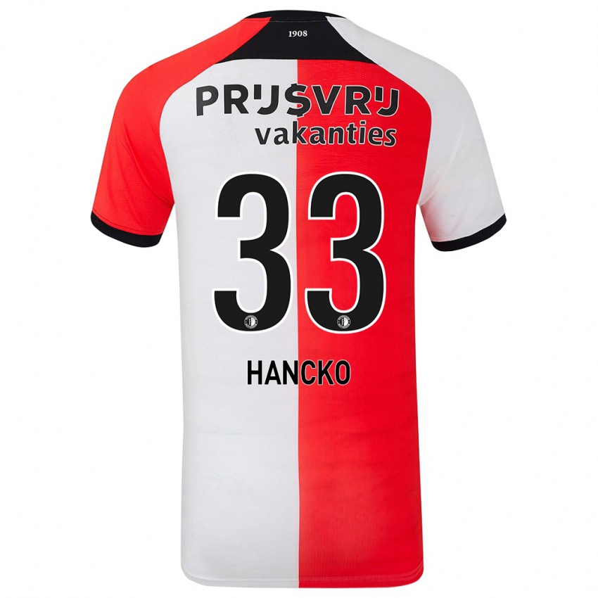 Bambino Maglia David Hancko #33 Rosso Bianco Kit Gara Home 2024/25 Maglietta