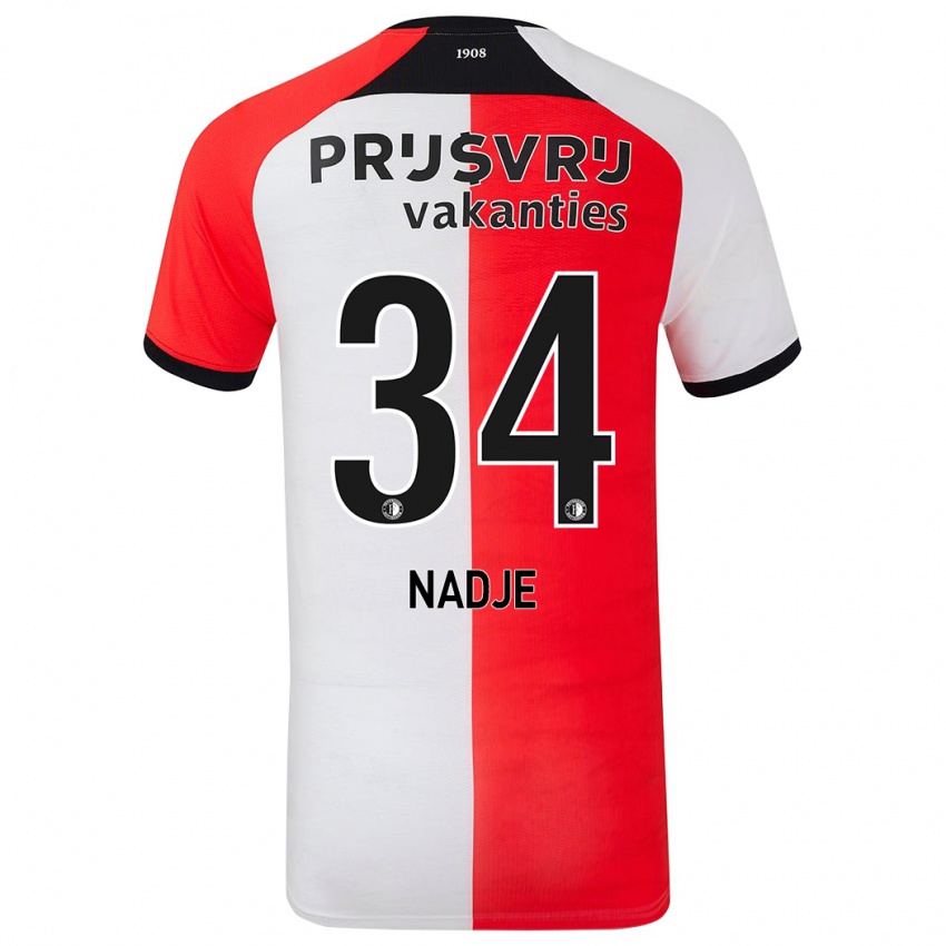 Bambino Maglia Chris-Kévin Nadje #34 Rosso Bianco Kit Gara Home 2024/25 Maglietta