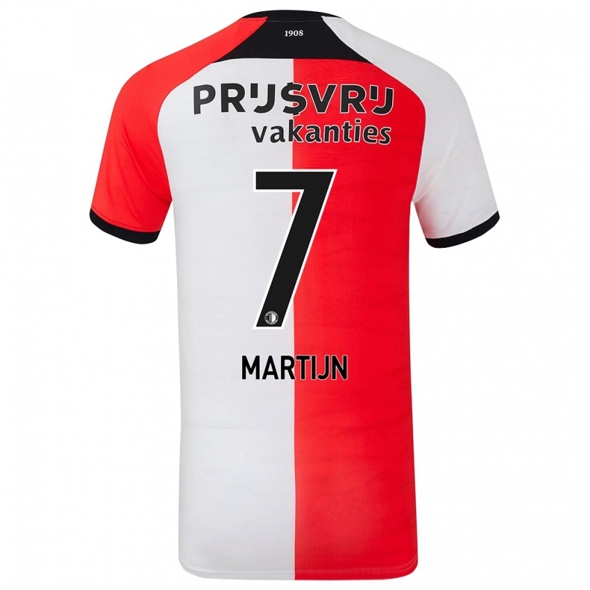 Bambino Maglia Rowendley Martijn #7 Rosso Bianco Kit Gara Home 2024/25 Maglietta