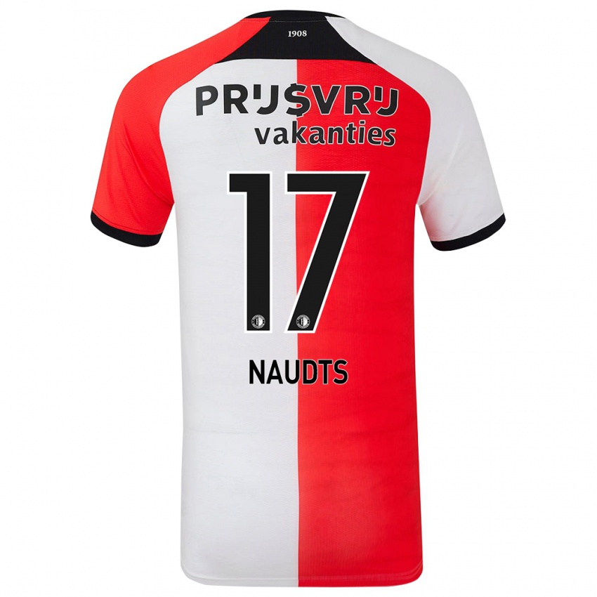 Bambino Maglia Jamir Naudts #17 Rosso Bianco Kit Gara Home 2024/25 Maglietta