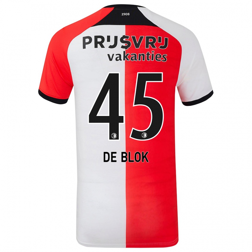 Bambino Maglia Lars De Blok #45 Rosso Bianco Kit Gara Home 2024/25 Maglietta