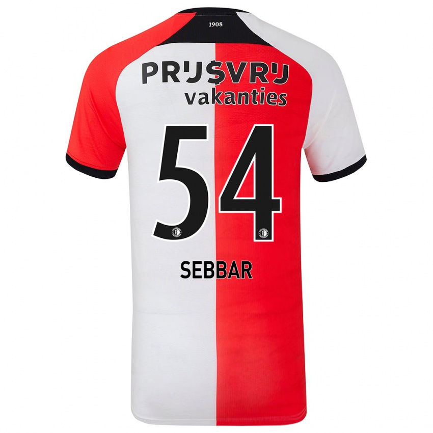 Bambino Maglia Marouane Sebbar #54 Rosso Bianco Kit Gara Home 2024/25 Maglietta