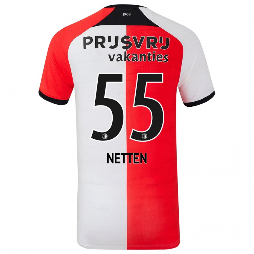 Bambino Maglia Luc Netten #55 Rosso Bianco Kit Gara Home 2024/25 Maglietta