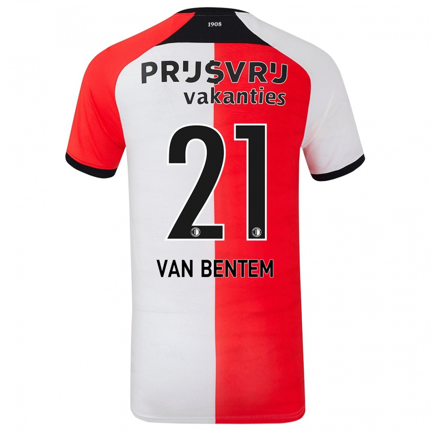 Bambino Maglia Tess Van Bentem #21 Rosso Bianco Kit Gara Home 2024/25 Maglietta