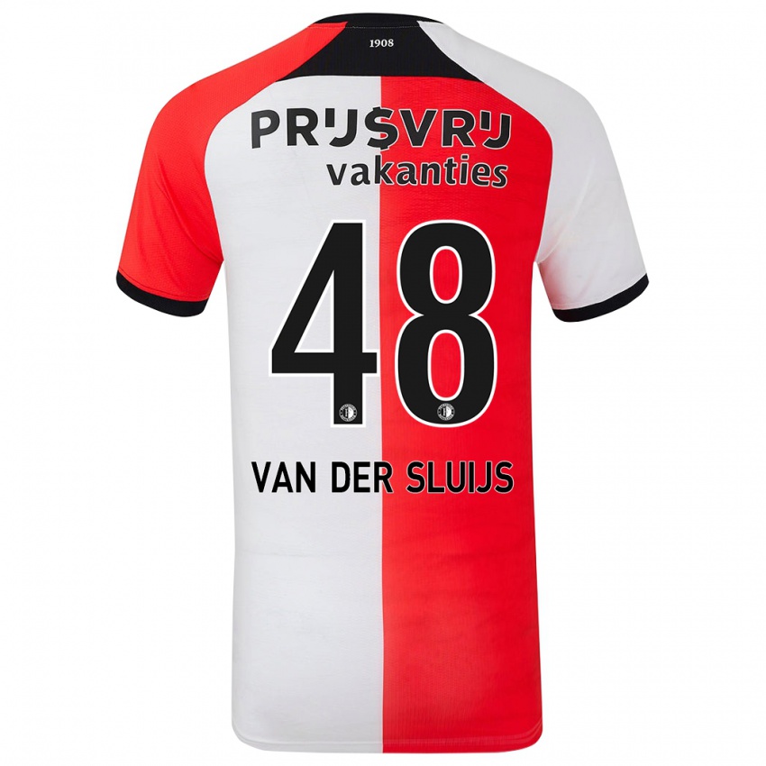 Bambino Maglia Joep Van Der Sluijs #48 Rosso Bianco Kit Gara Home 2024/25 Maglietta