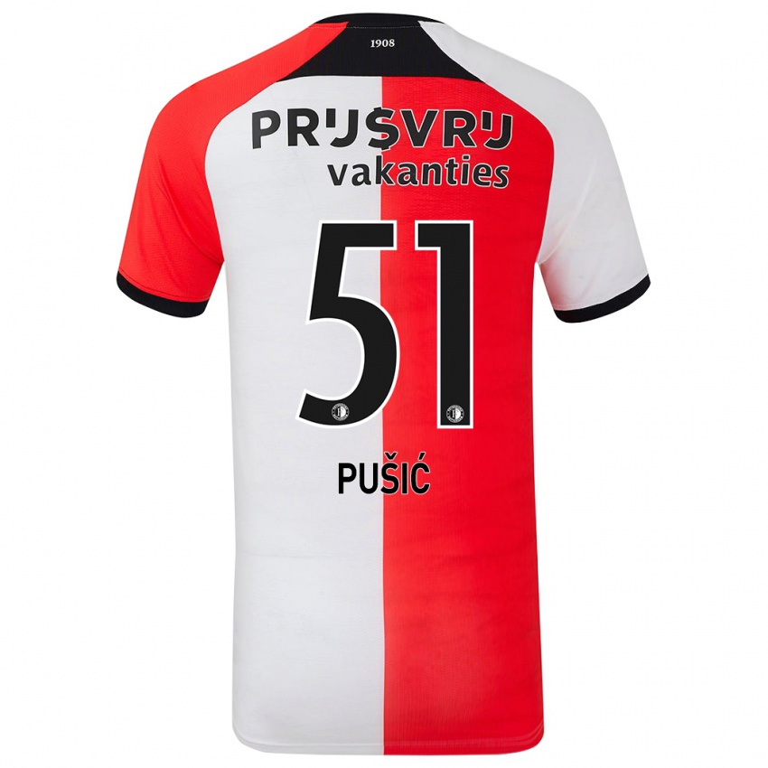 Bambino Maglia Noah Pušić #51 Rosso Bianco Kit Gara Home 2024/25 Maglietta