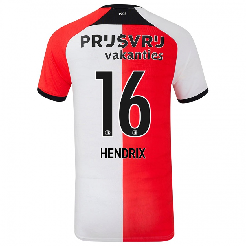 Bambino Maglia Jorrit Hendrix #16 Rosso Bianco Kit Gara Home 2024/25 Maglietta