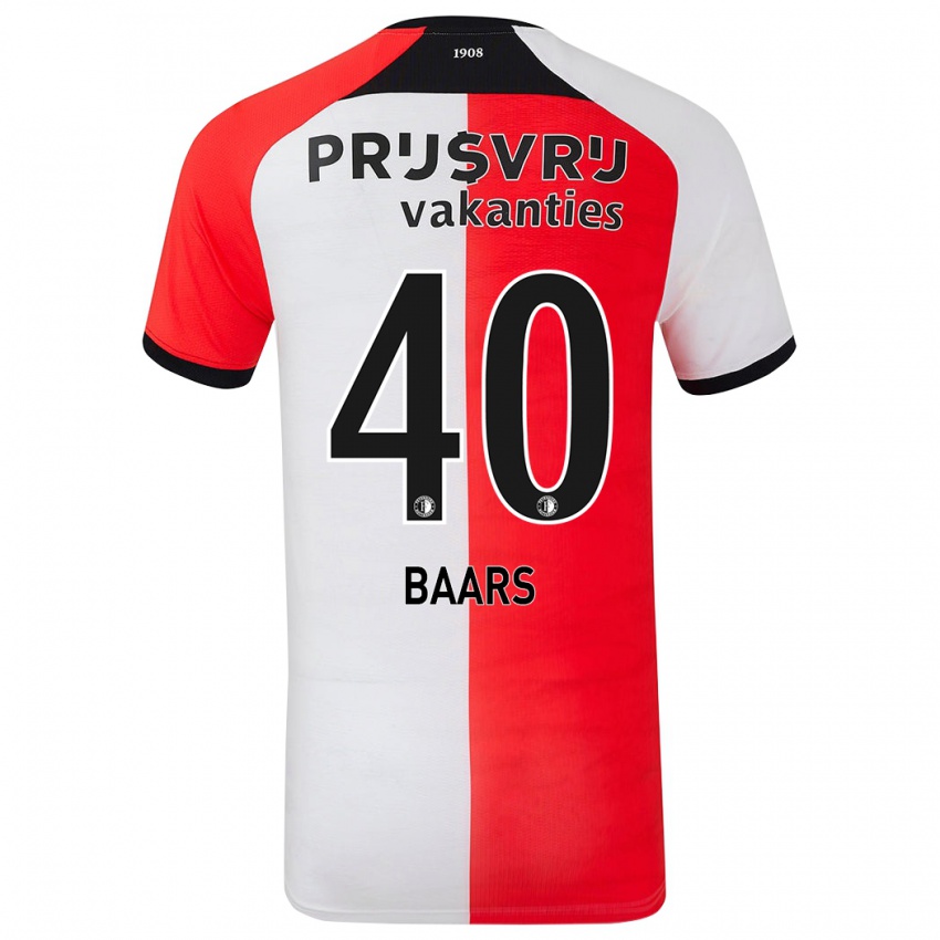 Bambino Maglia Guus Baars #40 Rosso Bianco Kit Gara Home 2024/25 Maglietta