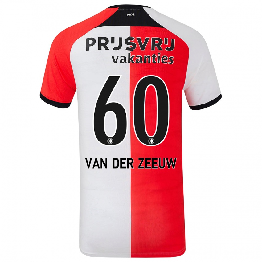 Bambino Maglia Twan Van Der Zeeuw #60 Rosso Bianco Kit Gara Home 2024/25 Maglietta