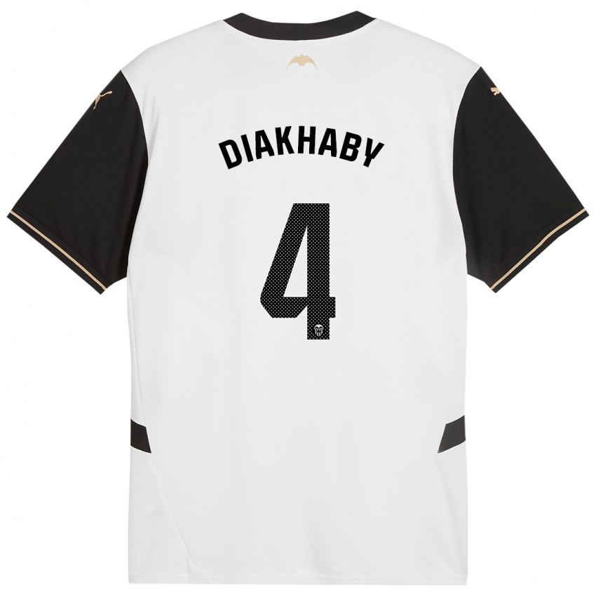 Bambino Maglia Mouctar Diakhaby #4 Bianco Nero Kit Gara Home 2024/25 Maglietta