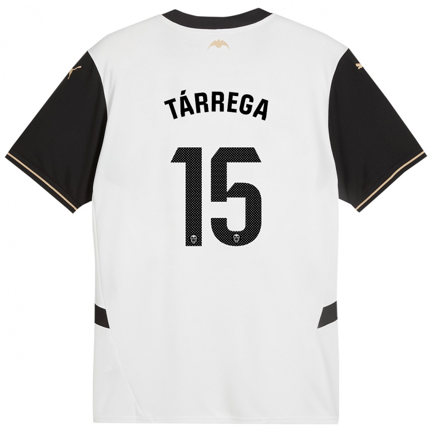 Bambino Maglia César Tárrega #15 Bianco Nero Kit Gara Home 2024/25 Maglietta