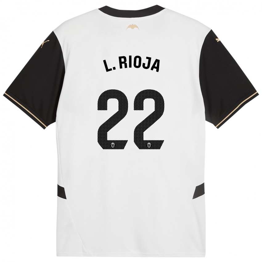 Bambino Maglia Luis Rioja #22 Bianco Nero Kit Gara Home 2024/25 Maglietta