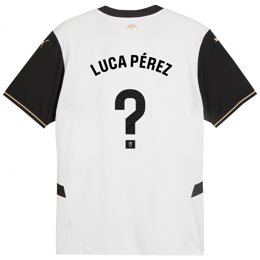 Bambino Maglia Simón Luca Pérez #0 Bianco Nero Kit Gara Home 2024/25 Maglietta