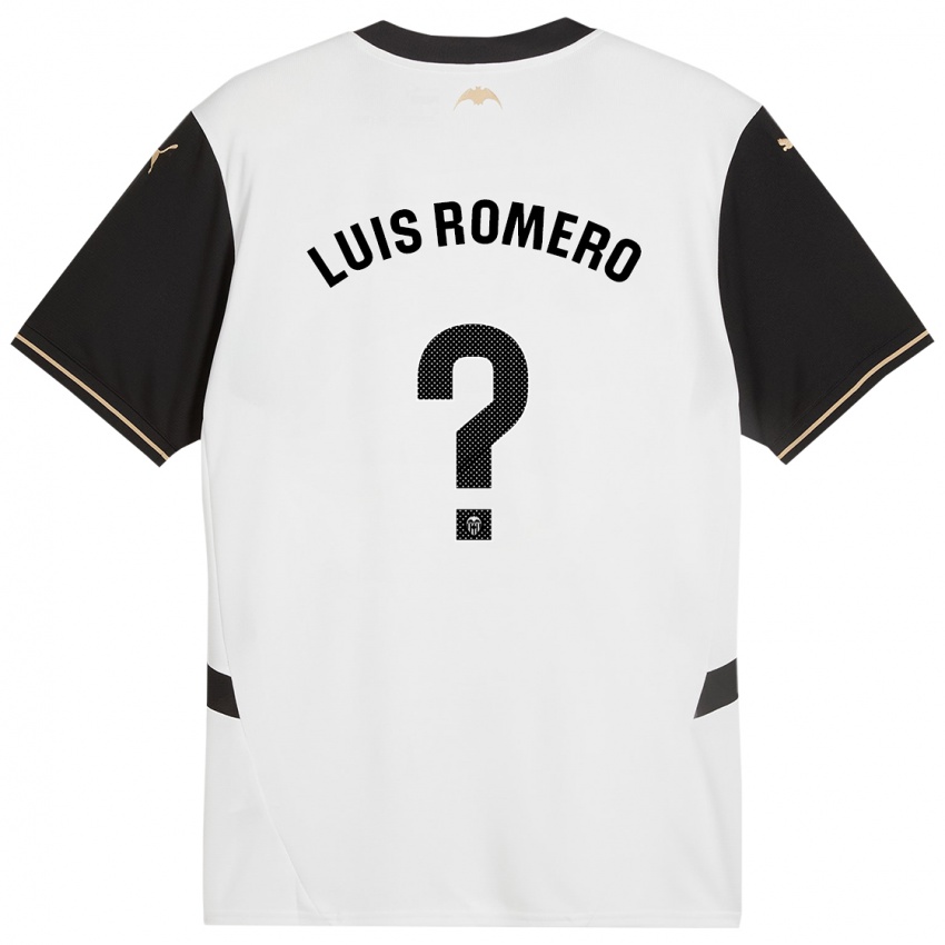 Bambino Maglia Luis Romero #0 Bianco Nero Kit Gara Home 2024/25 Maglietta