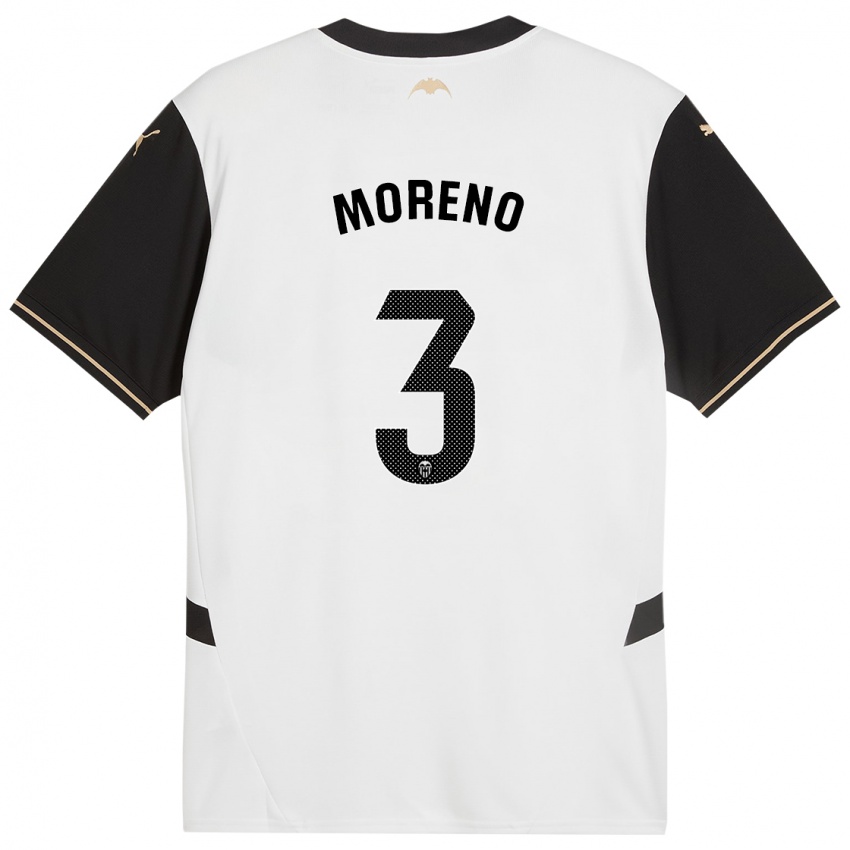 Bambino Maglia Diego Moreno #3 Bianco Nero Kit Gara Home 2024/25 Maglietta