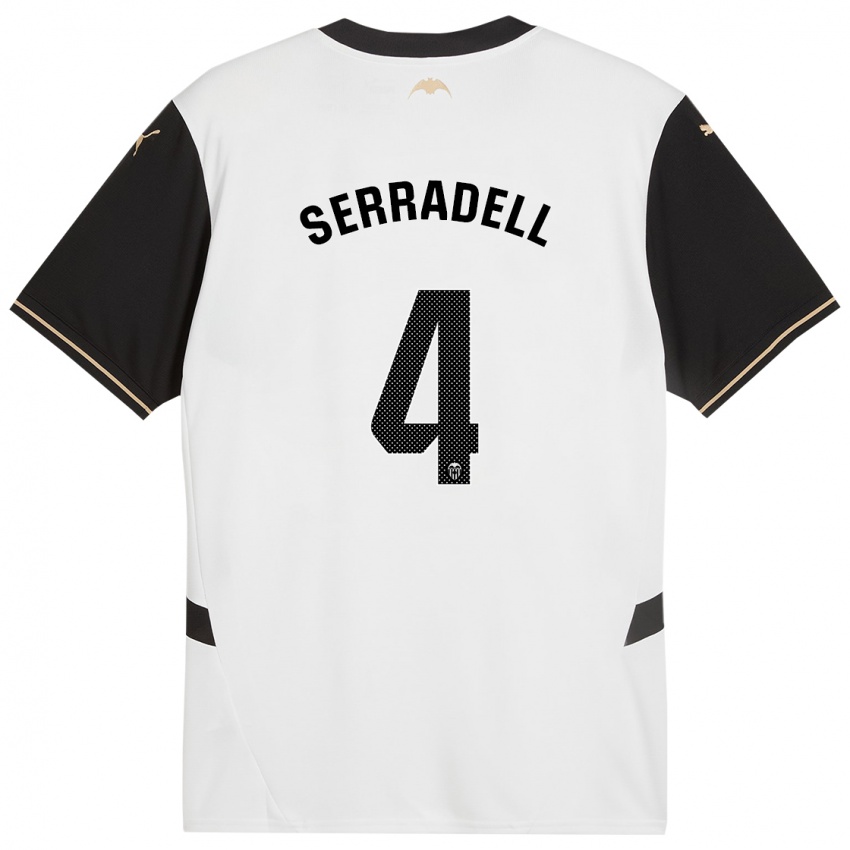 Bambino Maglia Álex Serradell #4 Bianco Nero Kit Gara Home 2024/25 Maglietta