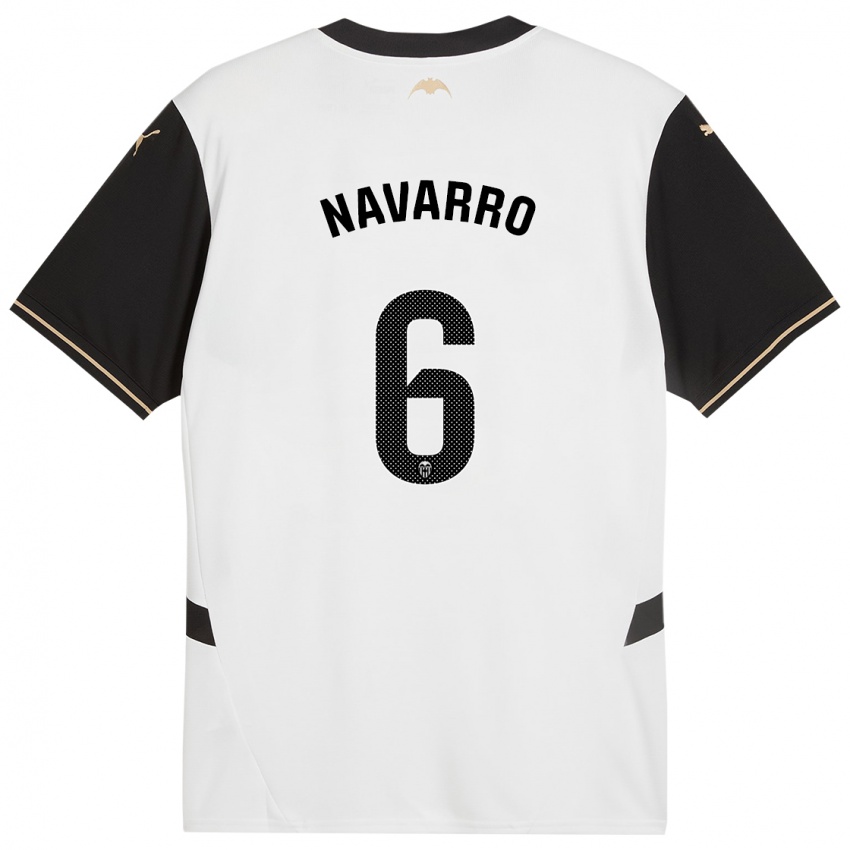 Bambino Maglia Javi Navarro #6 Bianco Nero Kit Gara Home 2024/25 Maglietta