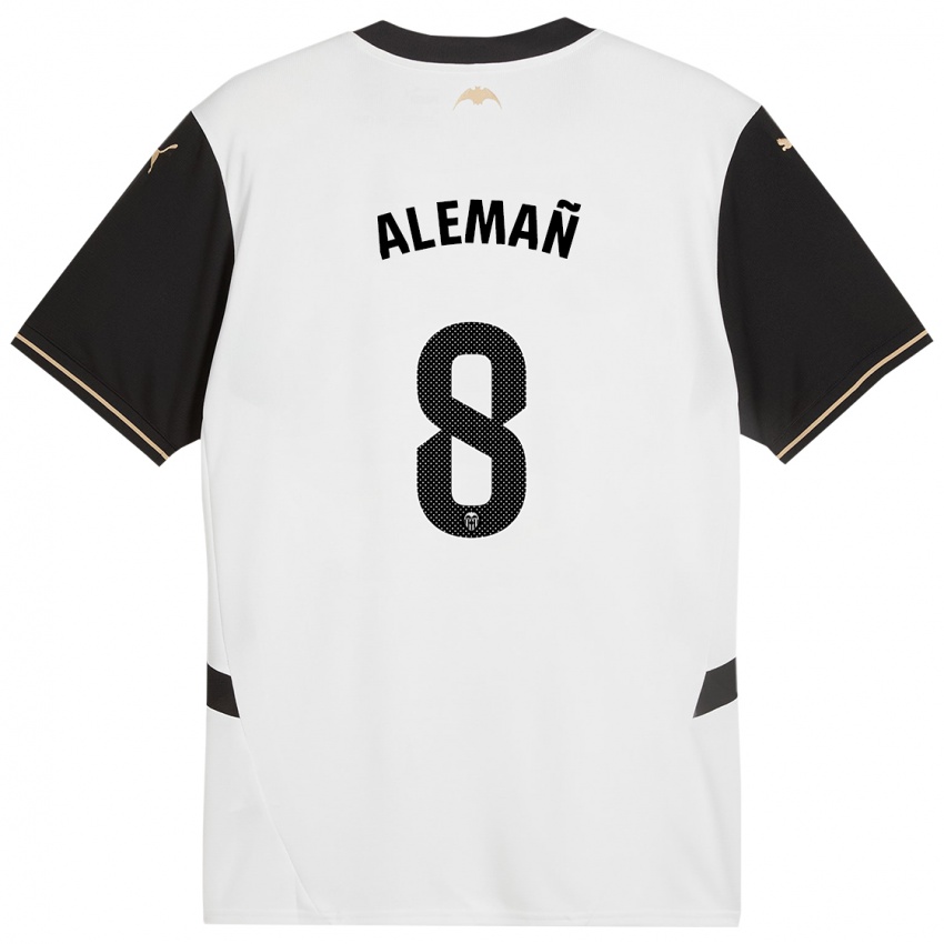 Bambino Maglia Pedro Alemañ #8 Bianco Nero Kit Gara Home 2024/25 Maglietta