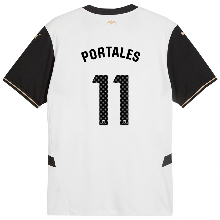 Bambino Maglia Macarena Portales #11 Bianco Nero Kit Gara Home 2024/25 Maglietta