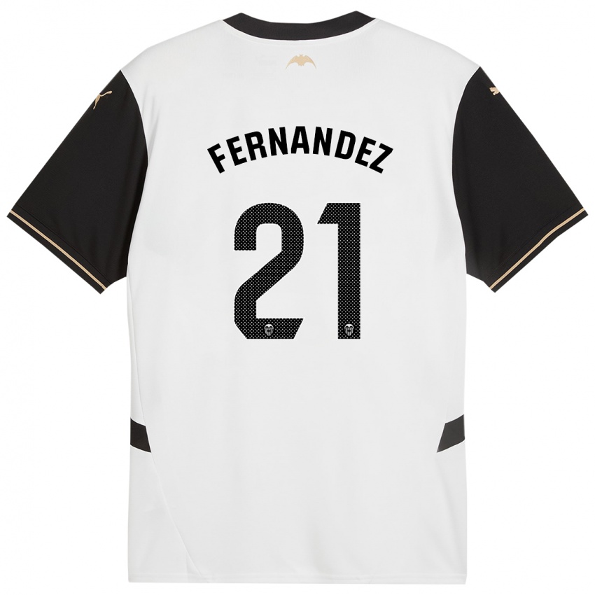 Bambino Maglia Estela Fernández #21 Bianco Nero Kit Gara Home 2024/25 Maglietta