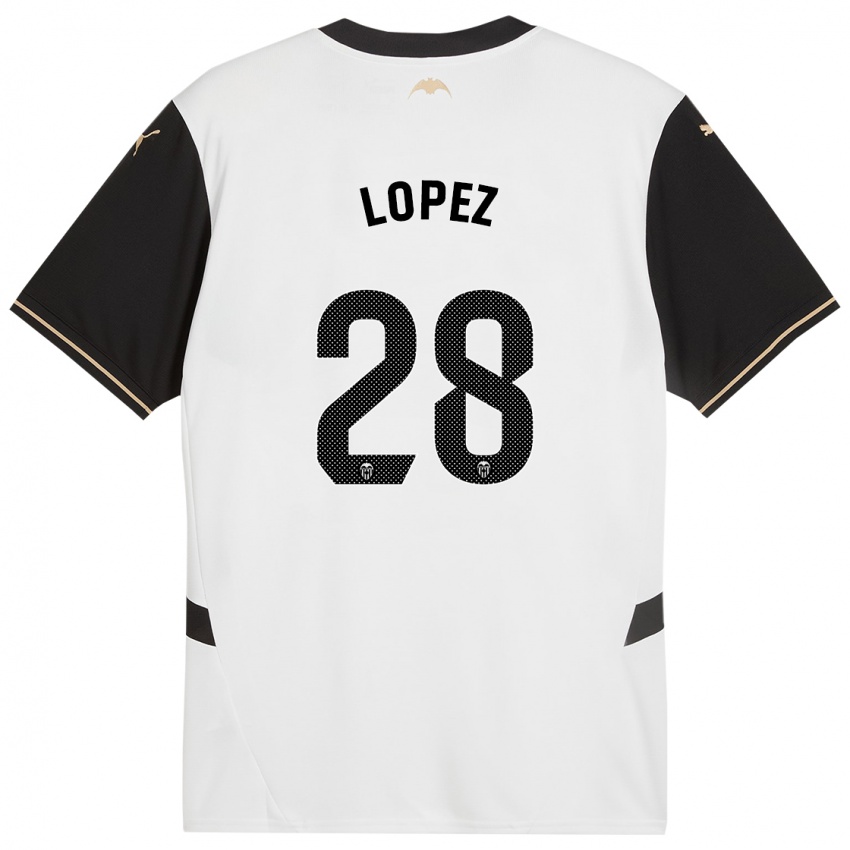 Bambino Maglia Saray Lopez #28 Bianco Nero Kit Gara Home 2024/25 Maglietta