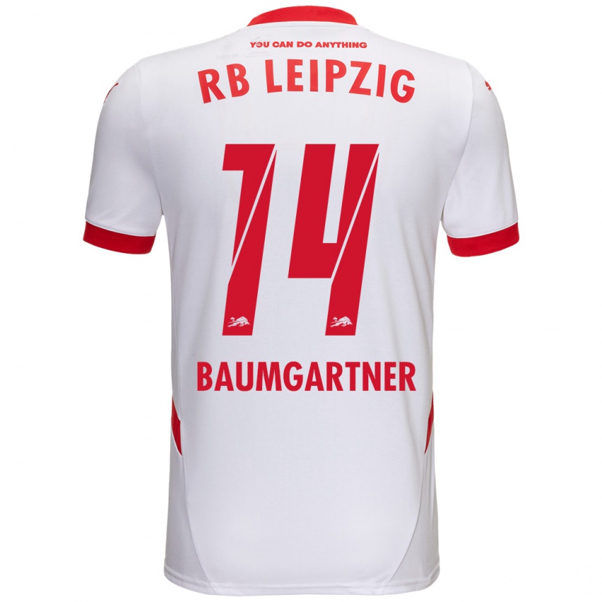 Bambino Maglia Christoph Baumgartner #14 Bianco Rosso Kit Gara Home 2024/25 Maglietta