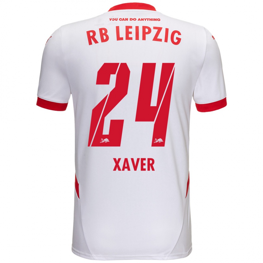 Bambino Maglia Xaver Schlager #24 Bianco Rosso Kit Gara Home 2024/25 Maglietta